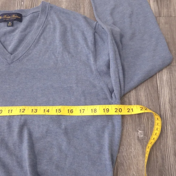 Brooks Brothers Sweater Mens Medium Gray 100% Cotton Pullover V Neck V - Picture 10 of 10